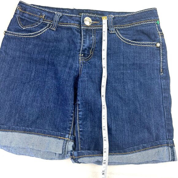 Southpole Womens Bermuda Denim Shorts With Gold Logo, Embroidered Back Pockets - Picture 7 of 14